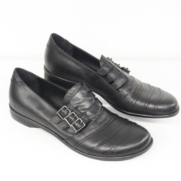 Arnold Churgin Handmade in Italy Black Leather Triple Monk Strap‎ Loafer Sz 38.5 - Picture 1 of 13